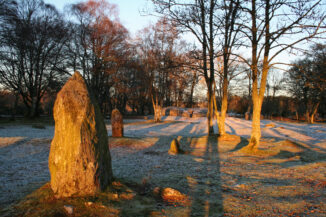 Clava midwinter solstice sunset, near Inverness, Scottish Highlands