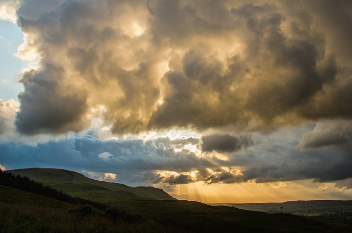 Electric clouds - Storm clouds and sunbeams in the Campsie Fells